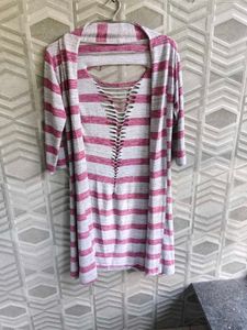 Striped Open Front Cardigan