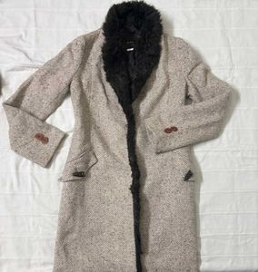 Faux Fur Collar Single Breasted Overcoat