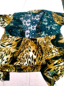 Designer Brown Tiger Print Cotton Netted Jacket