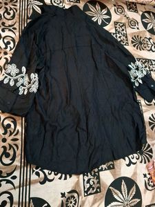 Black Kurta with White Floral Embroidery
