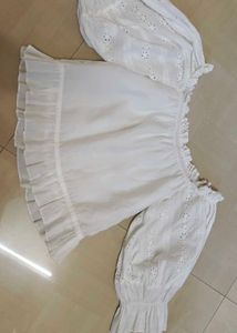 White Off-Shoulder Eyelet Blouse