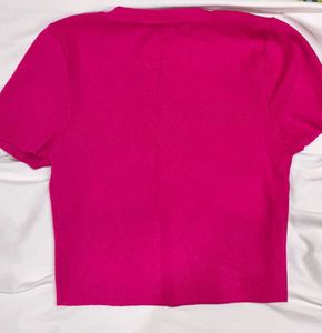 Zara Hot Pink Cropped Tee