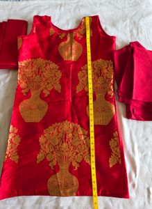 semi stitch Vibrant Red dresss set