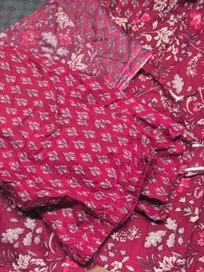 Maroon floral printed Anarkali dress 7XL size
