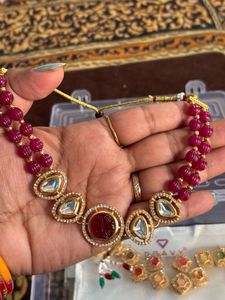 Elegant Beaded Necklace with Stone