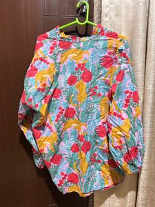 Vibrant Floral Print Button-Up Top