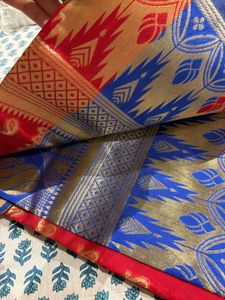 Elegant Red &amp; Blue Saree