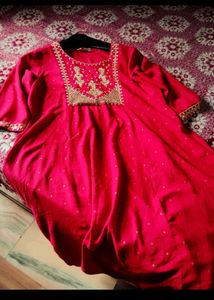 Elegant Red Anarkali Kurta Set size issue