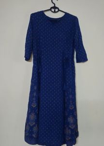 Royal Blue Printed Anarkali Gown