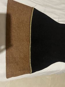 Woollen Chic Black &amp; Brown Dress with Chain Detail