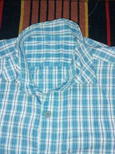 Blue and White Checked Casual Shirt for Men - Size