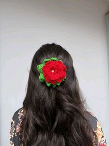 Handmade Crochet Flower Hair Clip