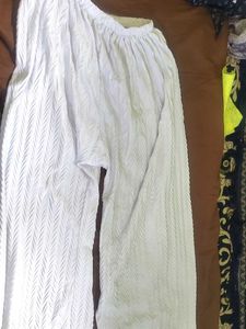 White Textured Palazzos