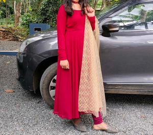 new maroon long sleeve umbrella cut ethnic wear