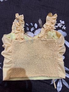 Chic Ruched Yellow Top