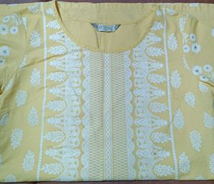 Yellow Embroidered Short Kurti