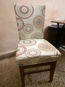 Wooden Dining Chair with Patterned Seat