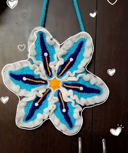 Handmade Crochet Lily blue bag