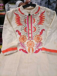 Embroidered Kurta with Mirror Work