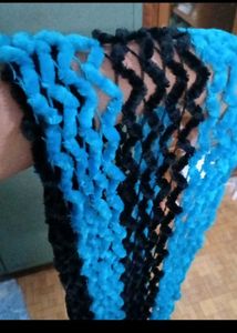 New Cozy Blue &amp; Black Knit Hat and Scarf Set