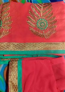 ✨💙elegant pink colour saree with blouse ✨🥰