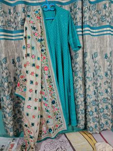Velvet Chand Work Reyon , Anarkali Style Suit