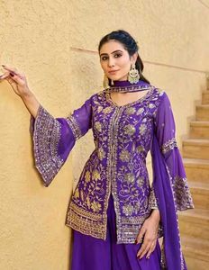 brand new Purple Embroidered sharara set