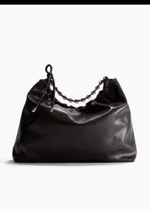 H&M Chic Black Leather Shoulder Bag with Chain