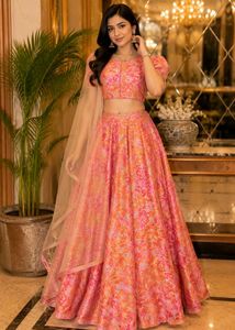 Vibrant Floral Print Lehenga Choli Set