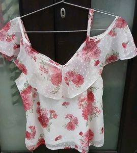 Chic Floral Cold Shoulder Top