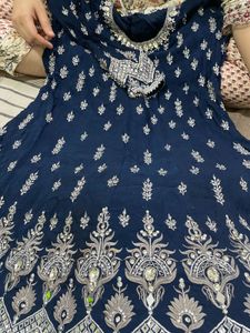Elegant Navy Blue Embroidered Kurti