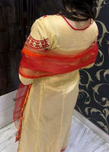 Elegant Embroidered Silk Kurti Set