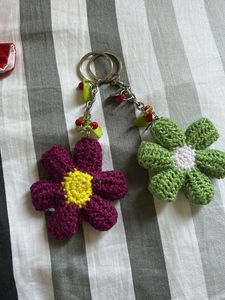 Crocheted Flower Keychain Set
