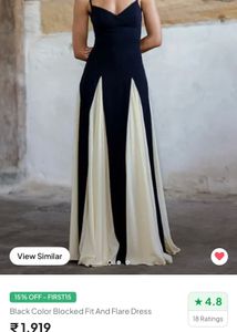 NEWME Black ColorBlocked Fit And Flare Dress