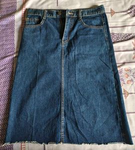 Denim A-Line Midi Skirt