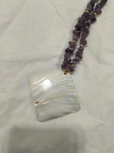 amethyst elegant necklace with shell pendent