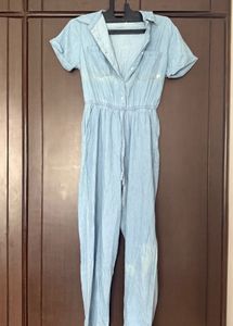 Light Blue Collared Jumpsuit