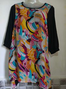 Printed Kurta with Black Sleeves Size M-L 38"-40"