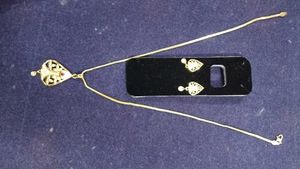 Gold Heart Pendant and Earring Set