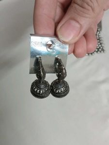 Silver Tribal Style Necklace &amp; Earring Set