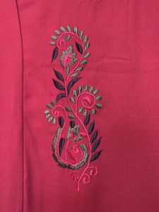 Burgundy High Low Embroidered Kurta/ Dress