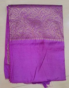 Brand New Vibrant Purple Saree with Gold Paisleys