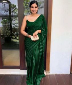 Elegant Green Pleated Saree