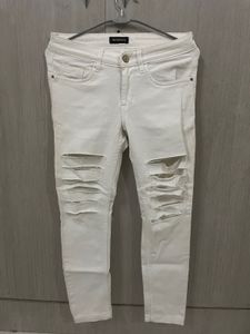 Distressed White Skinny Jeans For Kids (Unisex)