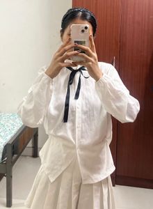 White Bow Tie Blouse