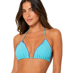 Turquoise Bikini Top with Scalloped Edges