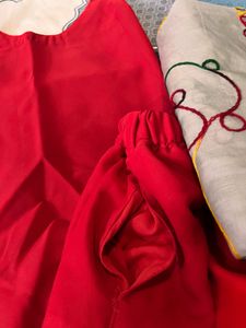 Red Kurti with Embroidered Detail
