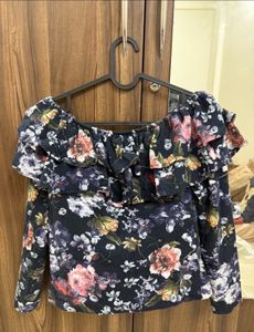 Floral Off-Shoulder Ruffle Top