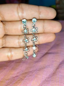 Dangle Flower Earrings with Crystals