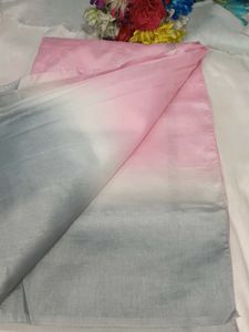 Elegant Pink &amp; Grey Ombre Saree with blouse